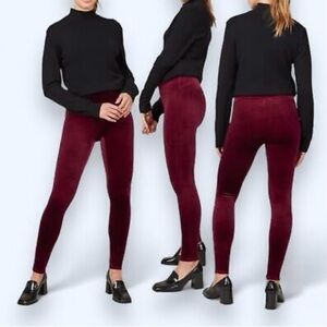 NWT SPANX Velvet Leggings in Rich Burgundy, Small, Date Night Event Party Comfy